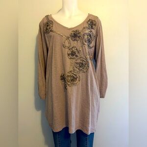 Style & Co Woman 3X, plus sz, taupe 3/4 sleeve top, beautiful